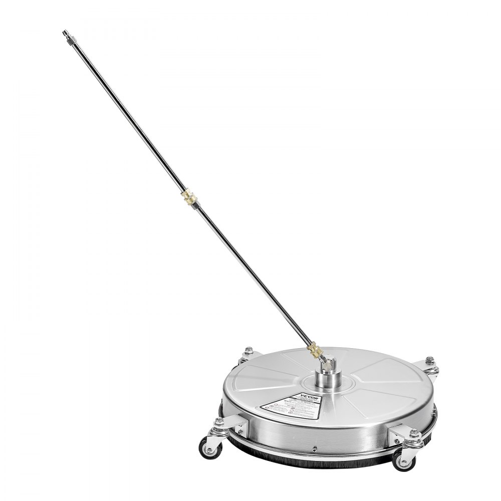 VEVOR 18" Pressure Washer Surface Cleaner, Stainless Steel Pressure Washer Attachments with 4 Wheels, 4000 Max PSI, 1/4 Quick Connector, 2 Spray Nozzles, 2 Extended Wands for Concrete, Patio, Deck