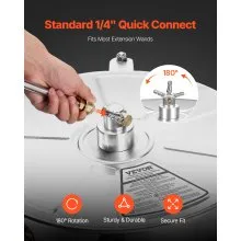 VEVOR 18" Pressure Washer Surface Cleaner, Stainless Steel Pressure Washer Attachments with 4 Wheels, 4000 Max PSI, 1/4 Quick Connector, 2 Spray Nozzles, 2 Extended Wands for Concrete, Patio, Deck