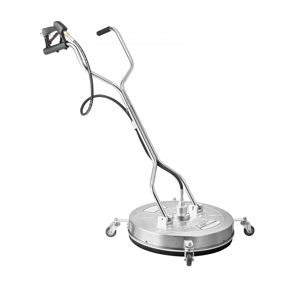 VEVOR 24" Pressure Washer Surface Cleaner, Stainless Steel Pressure Washer Attachments with 4 Wheels, 4000 Max PSI, 3/8 Quick Connector, 2 Spray Nozzles, Dual Handle, for Concrete, Patio, Sidewalk