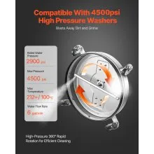 VEVOR 21" Pressure Washer Surface Cleaner, Stainless Steel Pressure Washer Attachments with 4 Wheels, 4500 Max PSI, 3/8 Quick Connector, 2 Spray Nozzles, Dual Handle, for Concrete, Patio, Sidewalk