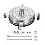 VEVOR 14" Pressure Washer Surface Cleaner, Stainless Steel Pressure Washer Attachments with 4 Wheels, 4000 Max PSI, 1/4 Quick Connector, 2 Spray Nozzles, 2 Extended Wands for Concrete, Patio, Deck