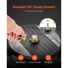 VEVOR 15" Pressure Washer Surface Cleaner, Plastic Pressure Washer Attachments with 4 Wheels, 4000 Max PSI, 1/4 Quick Connector, 2 Spray Nozzles, Ideal for Driveways, Sidewalks, Patios, Decks, Black