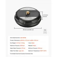 VEVOR 15" Pressure Washer Surface Cleaner, Plastic Pressure Washer Attachments with 4 Wheels, 4000 Max PSI, 1/4 Quick Connector, 2 Spray Nozzles, Ideal for Driveways, Sidewalks, Patios, Decks, Black