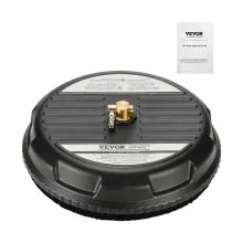 VEVOR 15" Pressure Washer Surface Cleaner, Plastic Pressure Washer Attachments with 4 Wheels, 4000 Max PSI, 1/4 Quick Connector, 2 Spray Nozzles, Ideal for Driveways, Sidewalks, Patios, Decks, Black