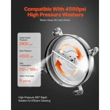 20" Pressure Washer Surface Cleaner 4 Wheels Dual Handle 4500 Max PSI