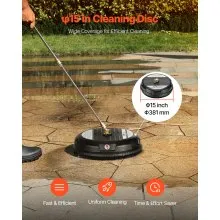 VEVOR 15" Pressure Washer Surface Cleaner, Plastic Pressure Washer Attachments with 4 Wheels, 4000 Max PSI, 1/4 Quick Connector, 2 Spray Nozzles, 2 Extended Wands for Driveway, Sidewalk, Patio, Deck