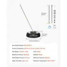 VEVOR 15" Pressure Washer Surface Cleaner, Plastic Pressure Washer Attachments with 4 Wheels, 4000 Max PSI, 1/4 Quick Connector, 2 Spray Nozzles, 2 Extended Wands for Driveway, Sidewalk, Patio, Deck