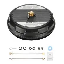 VEVOR 15" Pressure Washer Surface Cleaner, Plastic Pressure Washer Attachments with 4 Wheels, 4000 Max PSI, 1/4 Quick Connector, 2 Spray Nozzles, 2 Extended Wands for Driveway, Sidewalk, Patio, Deck