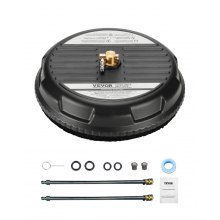VEVOR 15" Pressure Washer Surface Cleaner, Plastic Pressure Washer Attachments with 4 Wheels, 4000 Max PSI, 1/4 Quick Connector, 2 Spray Nozzles, 2 Extended Wands for Driveway, Sidewalk, Patio, Deck