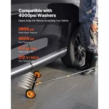 VEVOR 24" Pressure Washer Undercarriage Cleaner, Stainless Steel Surface Cleaner for Pressure Washer, 4000 Max PSI, Angle Adjustment Gear, 7 Spray Nozzles, 2 Extended Wands for Driveway, Patio, Deck