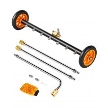 24" Pressure Washer Undercarriage Cleaner with 2 Wheels 2 Extended Wands