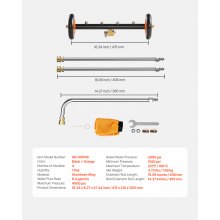 16" Pressure Washer Undercarriage Cleaner with 2 Wheels 2 Extended Wands