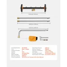 VEVOR 16" Pressure Washer Undercarriage Cleaner, Stainless Steel Surface Cleaner for Pressure Washer, 4000 Max PSI, Angle Adjustment Gear, 4 Spray Nozzles, 2 Extended Wands for Driveway, Patio, Deck