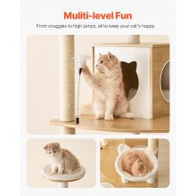 Large Cat Tree 68.9" Tall Cat Tower Multi-level Cat Condo Indoor Play House