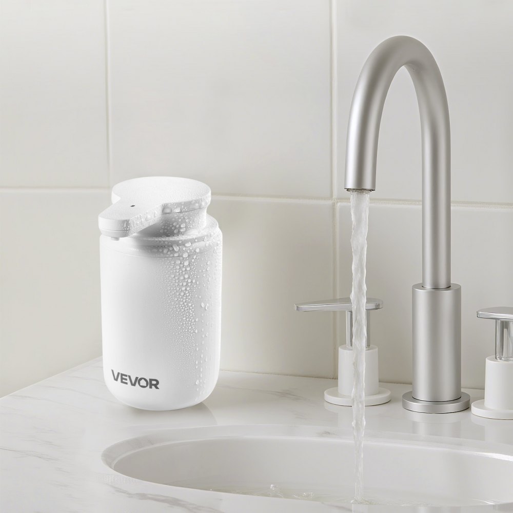VEVOR Soap Dispenser, 300 ml / 10 oz, Rechargeable Automatic Hand Soap Dispenser with Pump, 2 Adjustable Levels, Modern Touchless Liquid Foam Container with Indicator for Bathroom and Kitchen, White