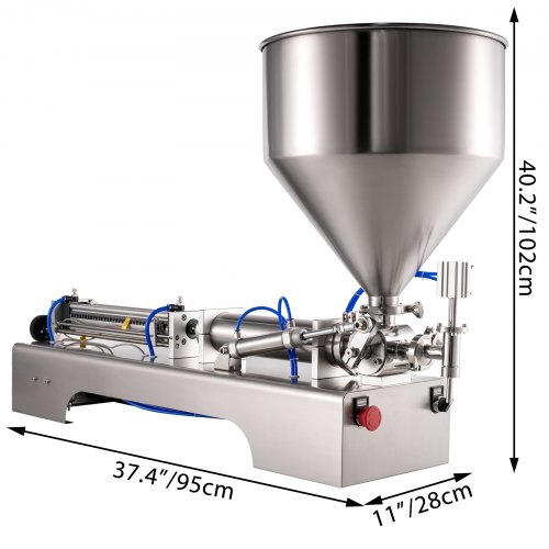 VEVOR Paste Filling Machine 1000ML Volume Shampoo Filling Machine with 30L Hopper Stainless Steel Pneumatic, Dual-use Paste Liquid Filling Machine for Cream Shampoo Piston Toothpaste Essential Oil