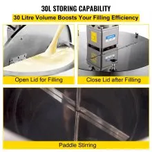 VEVOR Heating Mixing Filling Machine, 30L/7.9 Gal Lipstick Filling Machine, 35W Lipstick Filler, Heating and Stirring Filling Machine with Stirrer for Cosmetics, Drink, Lipstick, Wax and Nail Polish