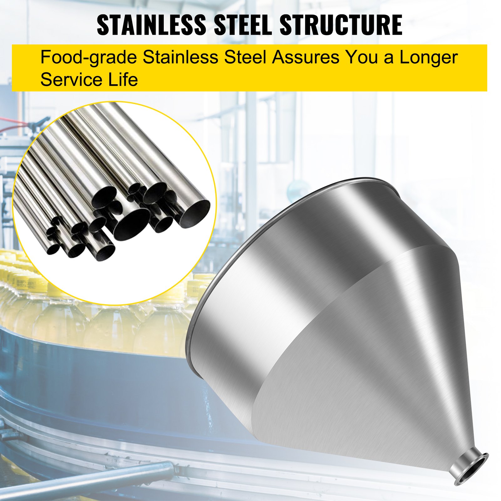 VEVOR 30L/7.9Gal 304 Stainless Steel Hopper for Paste/Liquid Filling Machine