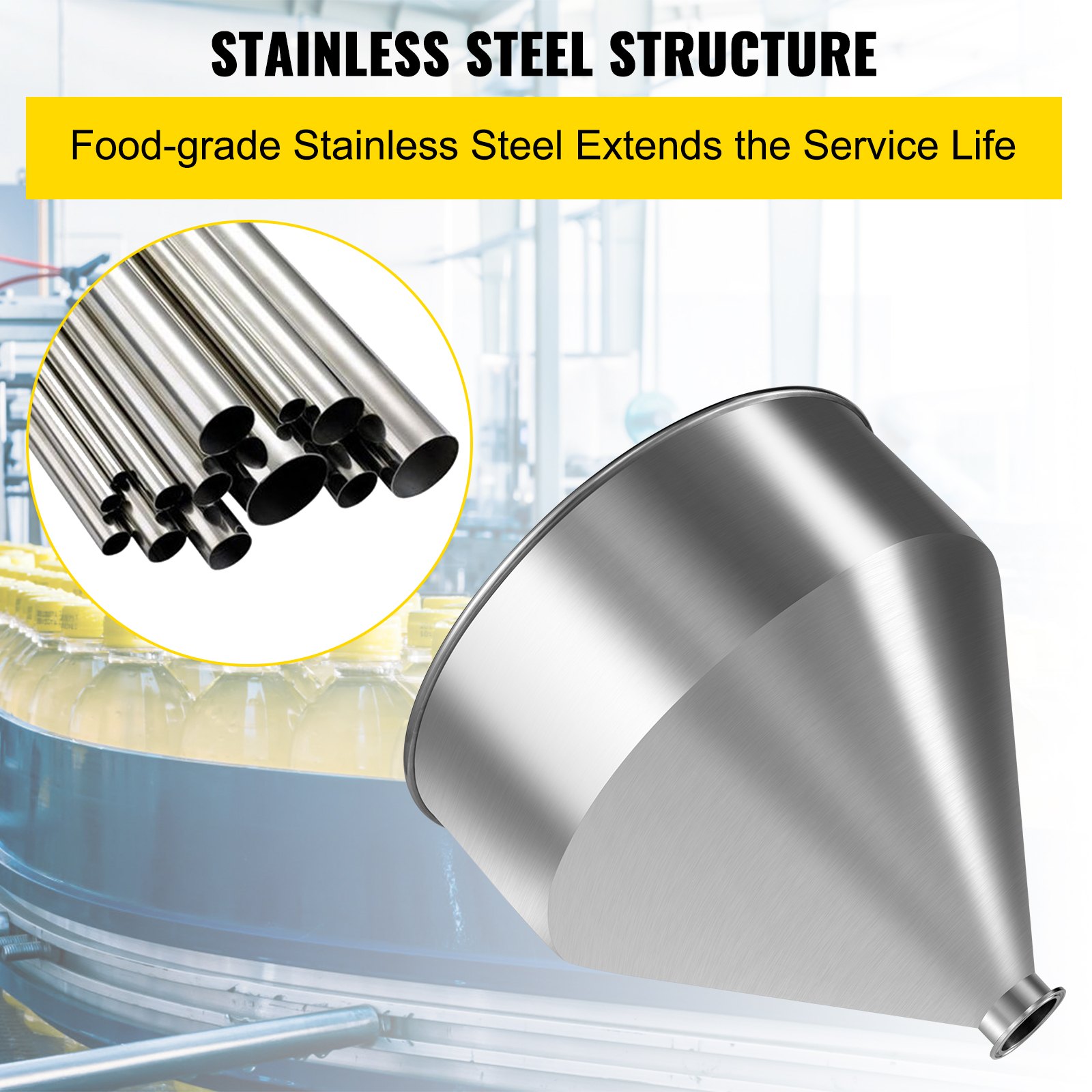 VEVOR 40L/10.6Gal 304 Stainless Steel Hopper for Paste/Liquid Filling Machine