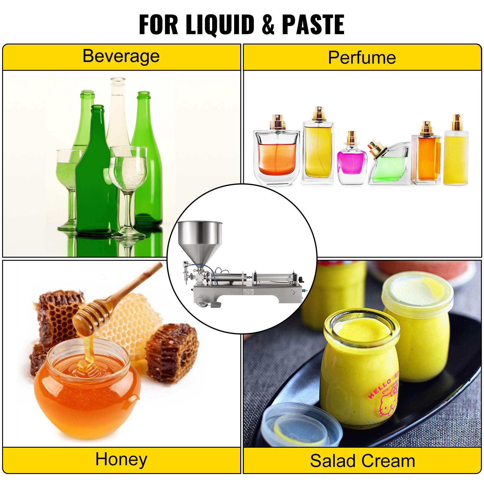 VEVOR 40L/10.6Gal 304 Stainless Steel Hopper for Paste/Liquid Filling Machine