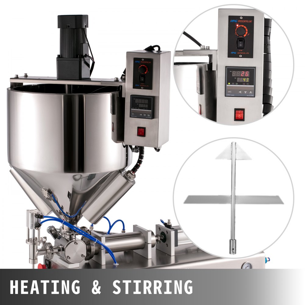 Pneumatic Filling Machine Liquid And Paste Filling Machine 500ml, Heating Mixing