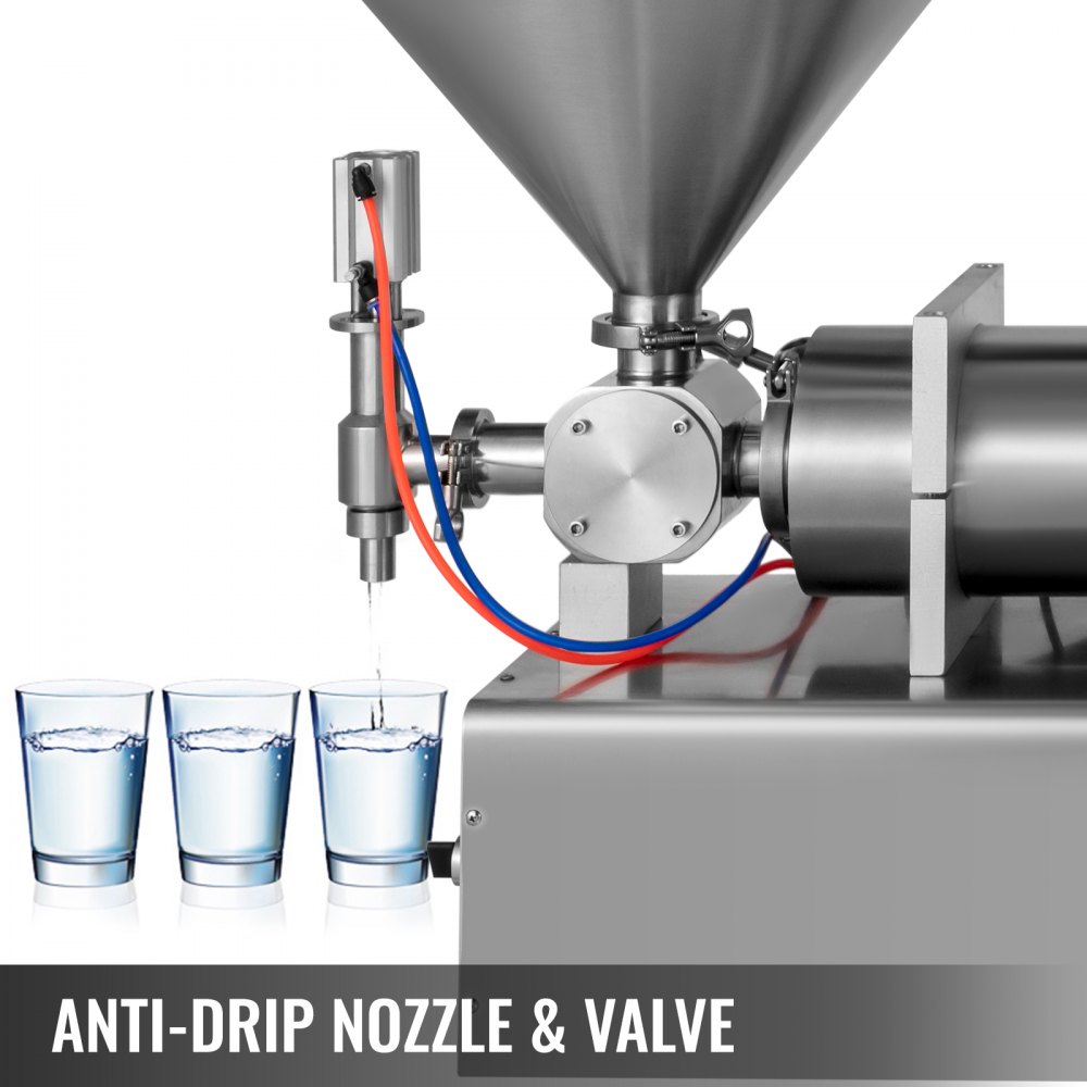 VEVOR Pneumatic Liquid Paste Filling Machine 1000-5000ml, Dual-use Cream Paste Filling Machine 40L Hopper, Paste Filler Stainless Steel Piston for Toothpaste Cream Shampoo