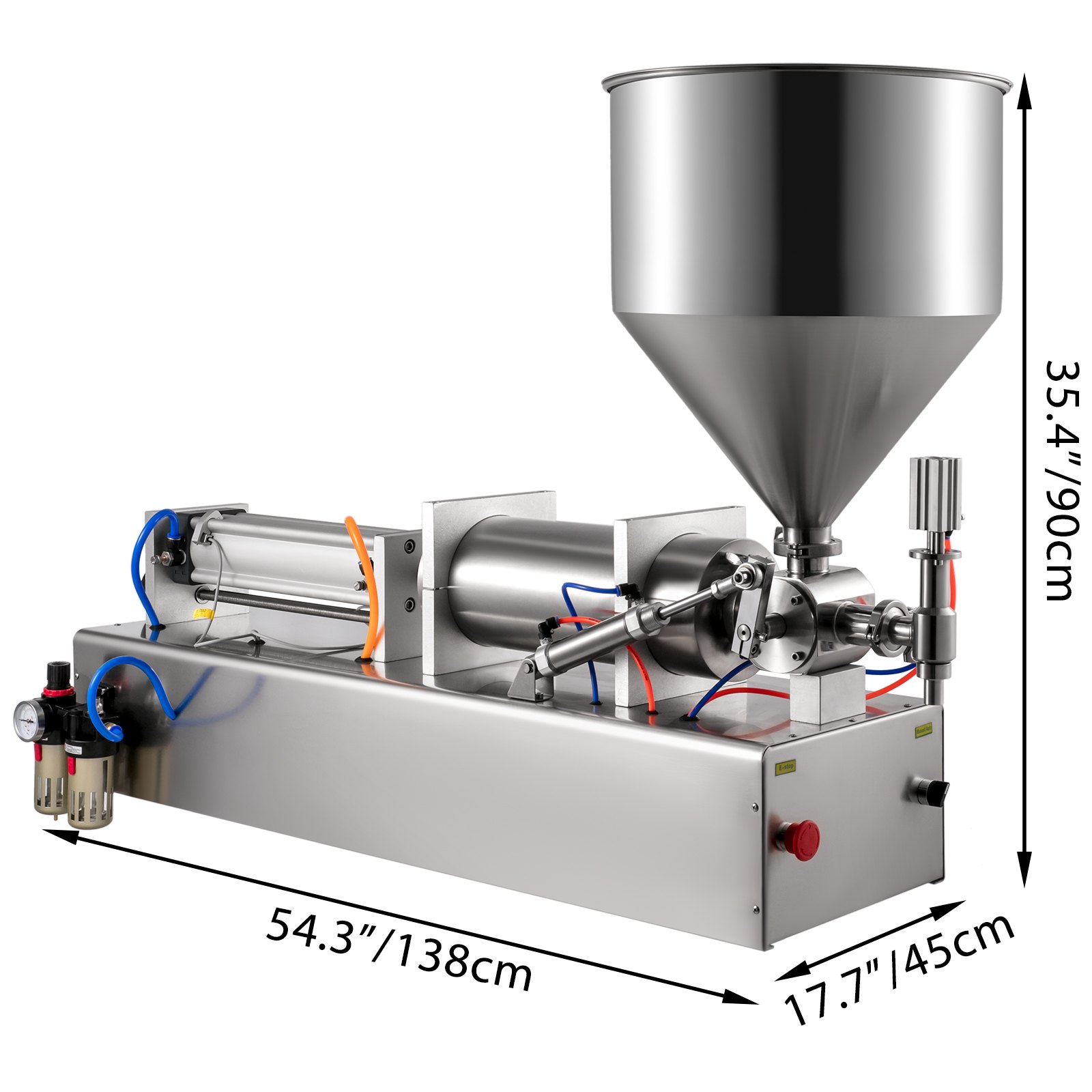 VEVOR Pneumatic Liquid Paste Filling Machine 1000-5000ml, Dual-use Cream Paste Filling Machine 40L Hopper, Paste Filler Stainless Steel Piston for Toothpaste Cream Shampoo