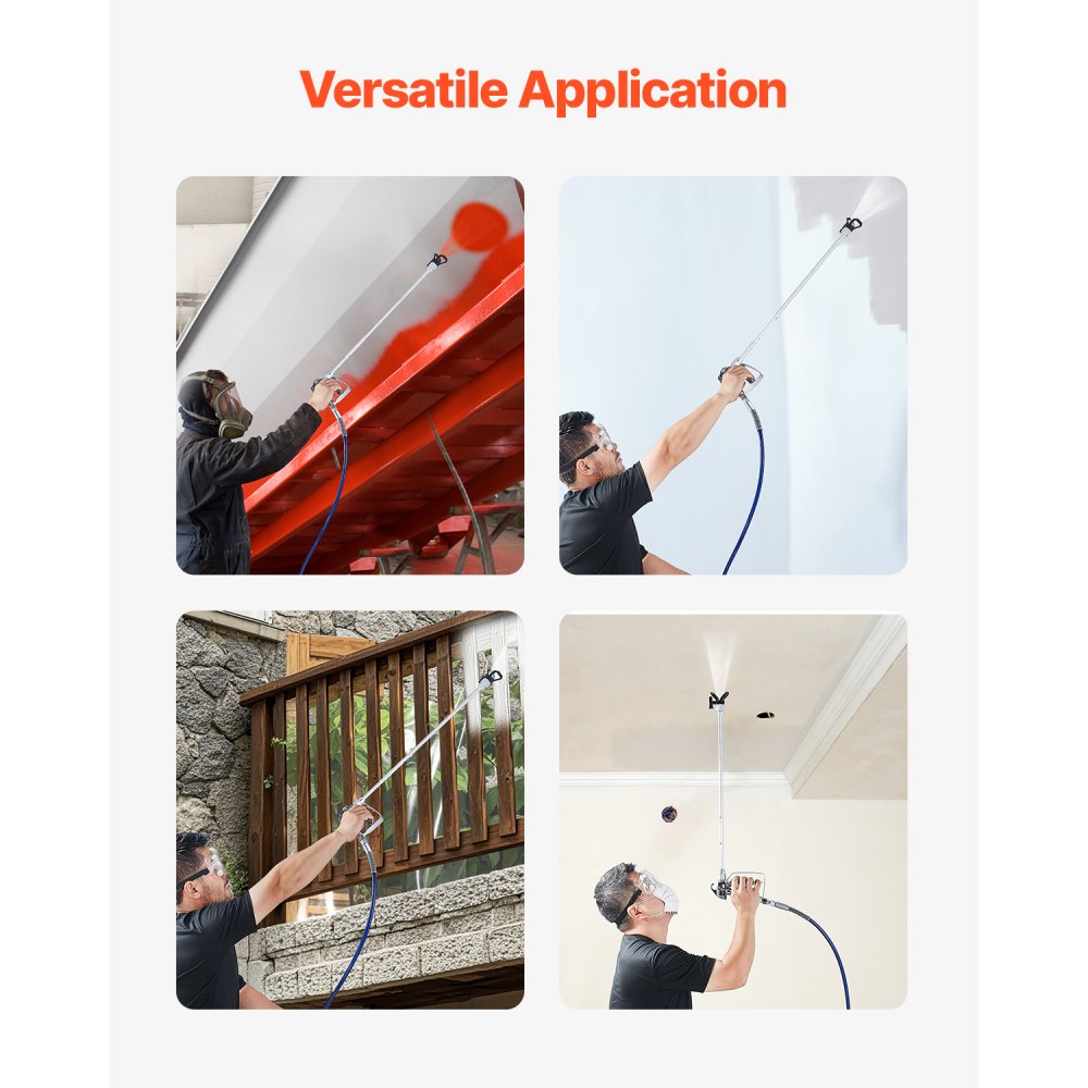 VEVOR Airless Paint Spray Gun and Hose Kit, 3600PSI High Pressure Paint Sprayer Hose Set with 5 Tips, 211, 315, 417, 517, 623, Swivel Joint Airless Spray Gun Kit with Filters, Hose and Extension Rods