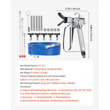 Airless Paint Spray Gun and Hose Kit 3600PSI with Extension Rods Filters