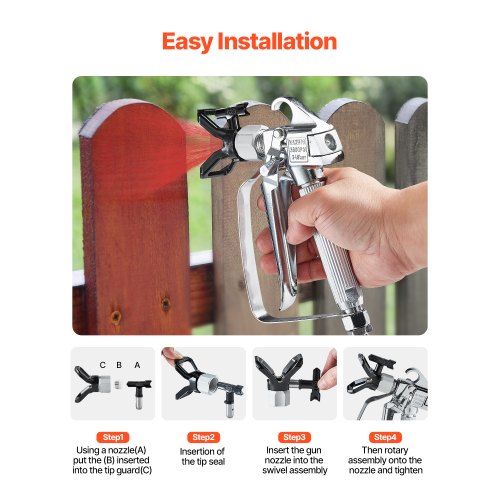 Airless Paint Spray Gun With 517 Tip & Guard - 3600 PSI High Pressure Swivel Joint Sprayer Kit - View #13
