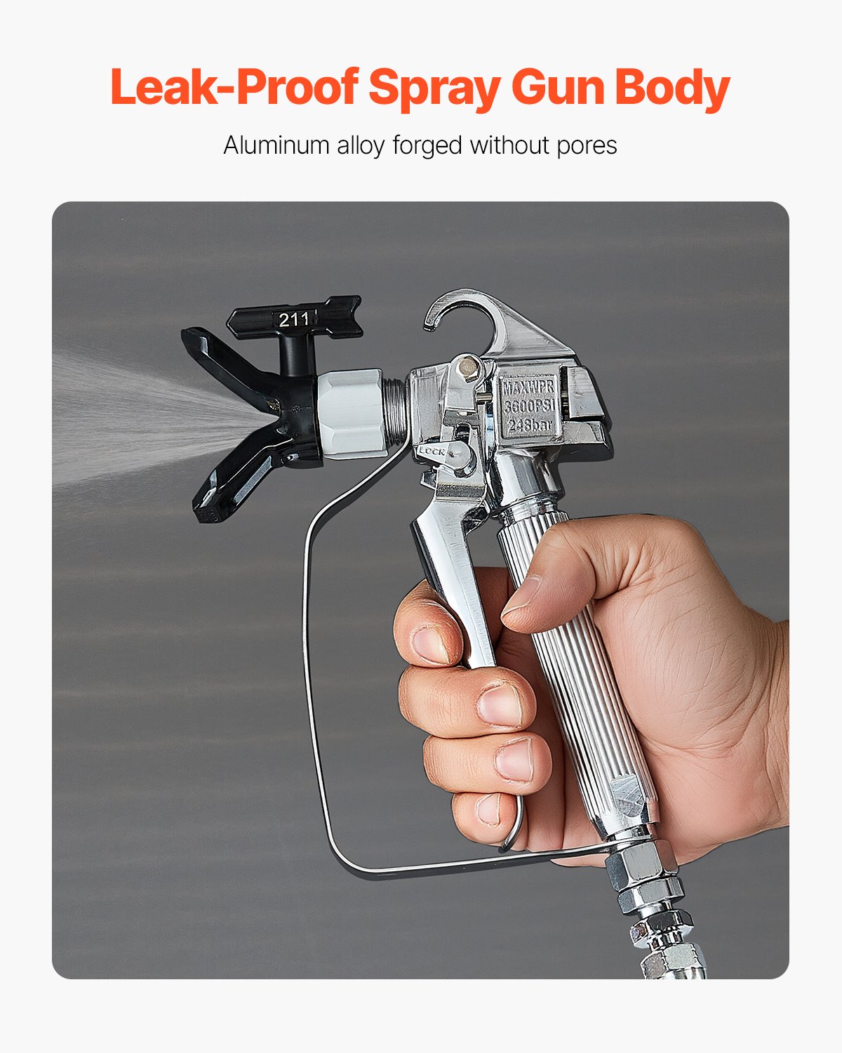 VEVOR Airless Paint Spray Gun, 3600PSI High Pressure Airless Paint Sprayer Gun with 5 Tips, 211, 315, 417, 517, 623, Swivel Joint Airless Spray Gun Kit with Filters, Cleaning Needle and Brush