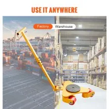 VEVOR Machinery Skate Dolly, 6614 LBS/3T Industrial Machinery Mover with Handle, Carbon Steel Machinery Moving Skate with 3 360° Swivel PU Wheels, 360° Rotation Non-Slip Cap for Warehouse, Workshop