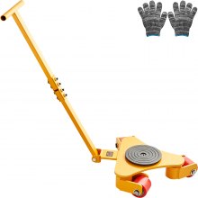 VEVOR Machinery Skate Dolly, 3T Industrial Machinery Mover with Handle, Carbon Steel Machinery Moving Skate with 3 360° Swivel PU Wheels, 360° Rotation Non-Slip Cap for Warehouse, Workshop