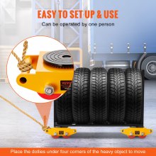 VEVOR Machinery Skate Dolly, 13,200 LBS/6T Industrial Machinery Mover, Heavy Duty Carbon Steel Machinery Moving Skate with 4 PU Wheels and 360° Rotation Non-Slip Cap for Warehouse, Workshop, Factory
