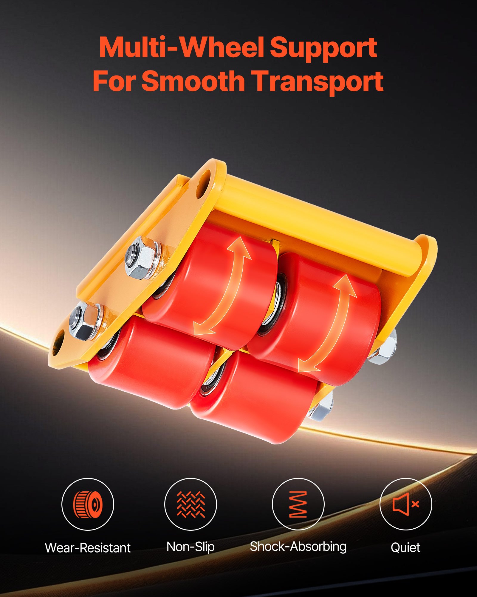 VEVOR Machinery Skate Dolly, 13,200 LBS/6T Industrial Machinery Mover, Heavy Duty Carbon Steel Machinery Moving Skate with 4 PU Wheels and 360° Rotation Non-Slip Cap for Warehouse, Workshop, Factory