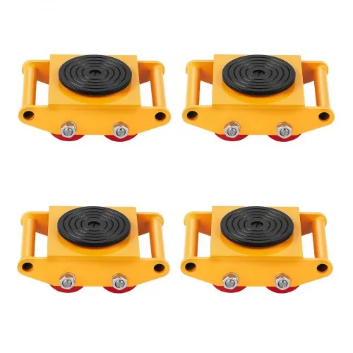 VEVOR 4PCS Machinery Skate Dolly, 17637LBS/8T Industrial Machinery Mover, Heavy Duty Carbon Steel Machinery Moving Skate with 4 PU Wheels and 360° Rotation Non-Slip Cap for Warehouse Workshop Factory