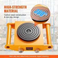 VEVOR 4PCS Machinery Skate Dolly, 17637LBS/8T Industrial Machinery Mover, Heavy Duty Carbon Steel Machinery Moving Skate with 4 PU Wheels and 360° Rotation Non-Slip Cap for Warehouse Workshop Factory