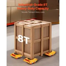 VEVOR 4PCS Machinery Skate Dolly, 17637LBS/8T Industrial Machinery Mover, Heavy Duty Carbon Steel Machinery Moving Skate with 4 PU Wheels and 360° Rotation Non-Slip Cap for Warehouse Workshop Factory