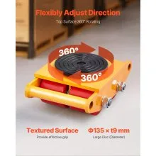 VEVOR 4PCS Machinery Skate Dolly, 17637LBS/8T Industrial Machinery Mover, Heavy Duty Carbon Steel Machinery Moving Skate with 4 PU Wheels and 360° Rotation Non-Slip Cap for Warehouse Workshop Factory