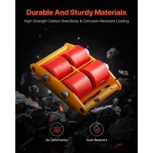 VEVOR 4PCS Machinery Skate Dolly, 17637LBS/8T Industrial Machinery Mover, Heavy Duty Carbon Steel Machinery Moving Skate with 4 PU Wheels and 360° Rotation Non-Slip Cap for Warehouse Workshop Factory