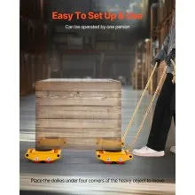 VEVOR 4PCS Machinery Skate Dolly, 17637LBS/8T Industrial Machinery Mover, Heavy Duty Carbon Steel Machinery Moving Skate with 4 PU Wheels and 360° Rotation Non-Slip Cap for Warehouse Workshop Factory