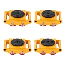 VEVOR 4PCS Machinery Skate Dolly, 17637 LBS/8T Industrial Machinery Mover, Heavy Duty Carbon Steel Machinery Moving Skate with 4 PU Wheels and 360° Rotation Non-Slip Cap for Warehouse, Workshop, Facto