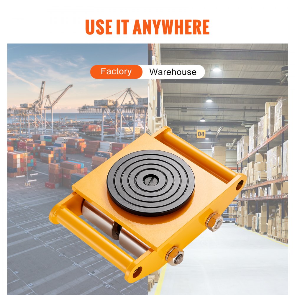 VEVOR 4PCS Machinery Skate Dolly, 11999.8 kg Industrial Machinery Mover, Heavy Duty Carbon Steel Machinery Moving Skate & 4 Carbon Steel Wheels and 360° Rotation Non-Slip Cap for Warehouse, Factory