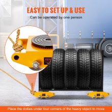 VEVOR 4PCS Machinery Skate Dolly, 26455LBS/12T Industrial Machinery Mover, Heavy Duty Carbon Steel Machinery Moving Skate & 4 Carbon Steel Wheels and 360° Rotation Non-Slip Cap for Warehouse, Factory