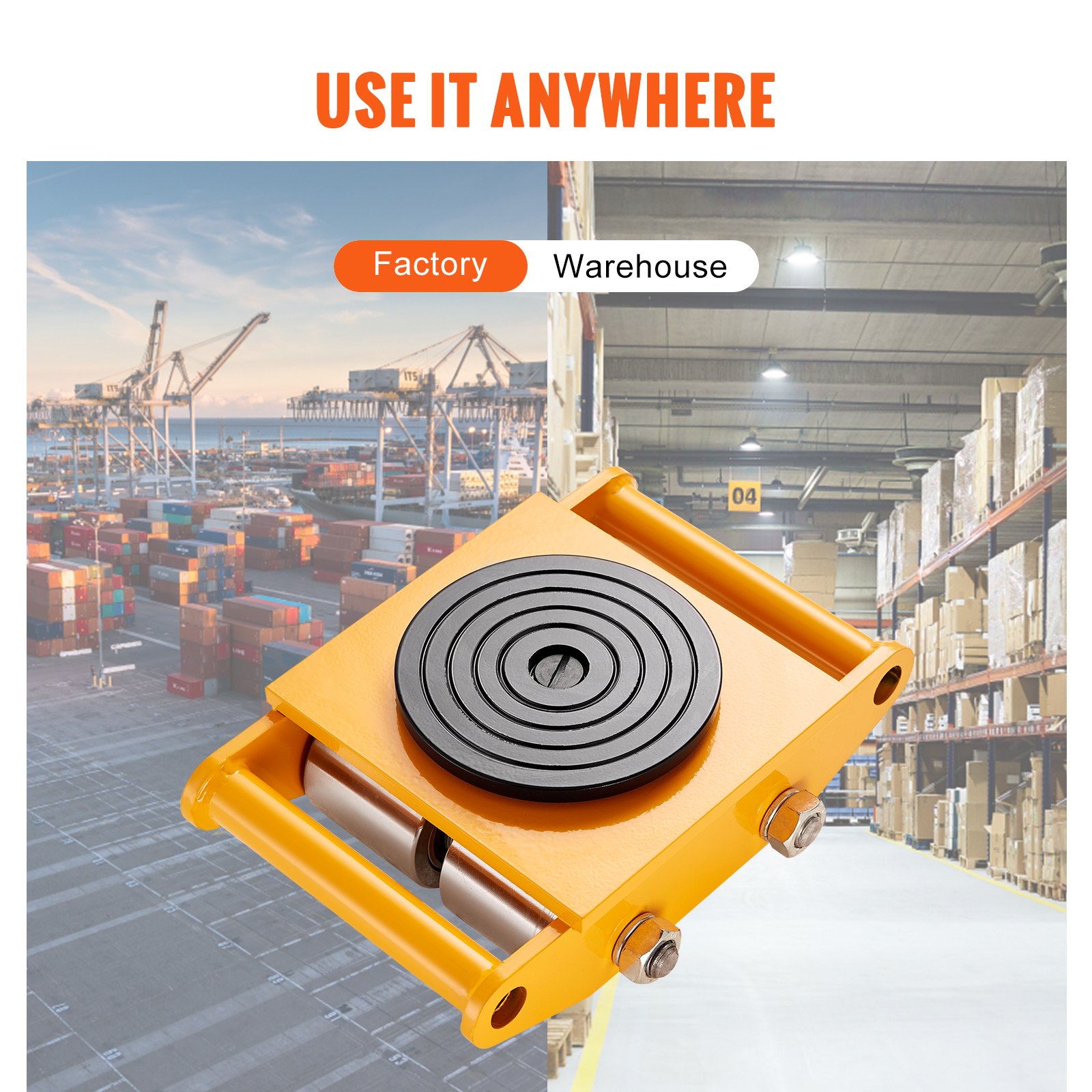 VEVOR 4PCS Machinery Skate Dolly, 11999.8 kg Industrial Machinery Mover, Heavy Duty Carbon Steel Machinery Moving Skate & 4 Carbon Steel Wheels and 360° Rotation Non-Slip Cap for Warehouse, Factory