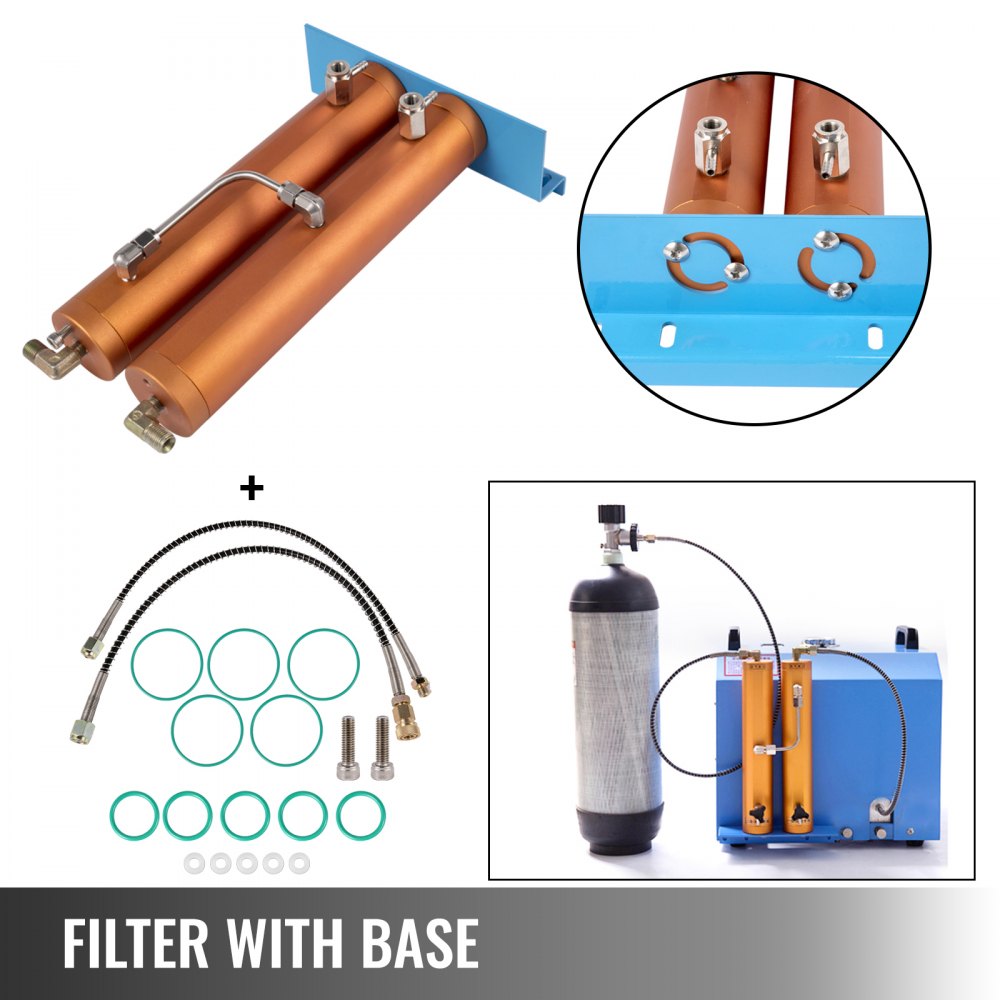 VEVOR High Pressure Air Filter, Oil Water Separator 30 MPa, 2 Filters Compressor