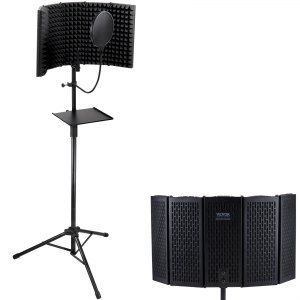 Protection acoustique pour microphone , 5 panneaux, avec filtre anti- pop, trépied de bureau et adaptateur de microphone 3/8'' à 5/8'', pour microphones Blue Yeti et à condensateur | CA Protection acoustique pour microphone , 5 panneaux, avec filtre anti- pop, trépied de bureau et adaptateur de microphone 3/8'' à 5/8'', pour microphones Blue Yeti et à condensateur | CA