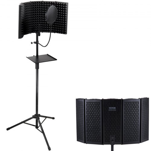 VEVOR Microphone Isolation Shield 5-Panel Studio Recording Sound Shield with Pop Filter for Blue Yeti Condenser Microphones