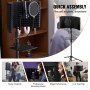 VEVOR Microphone Isolation Shield, 5-Panel, Studio Recording Foldable Mic Sound Shield, with Pop Filter Floor Tripod Stand 3/8'' to 5/8'' Microphone Adapter, for Blue Yeti and Condenser Microphones