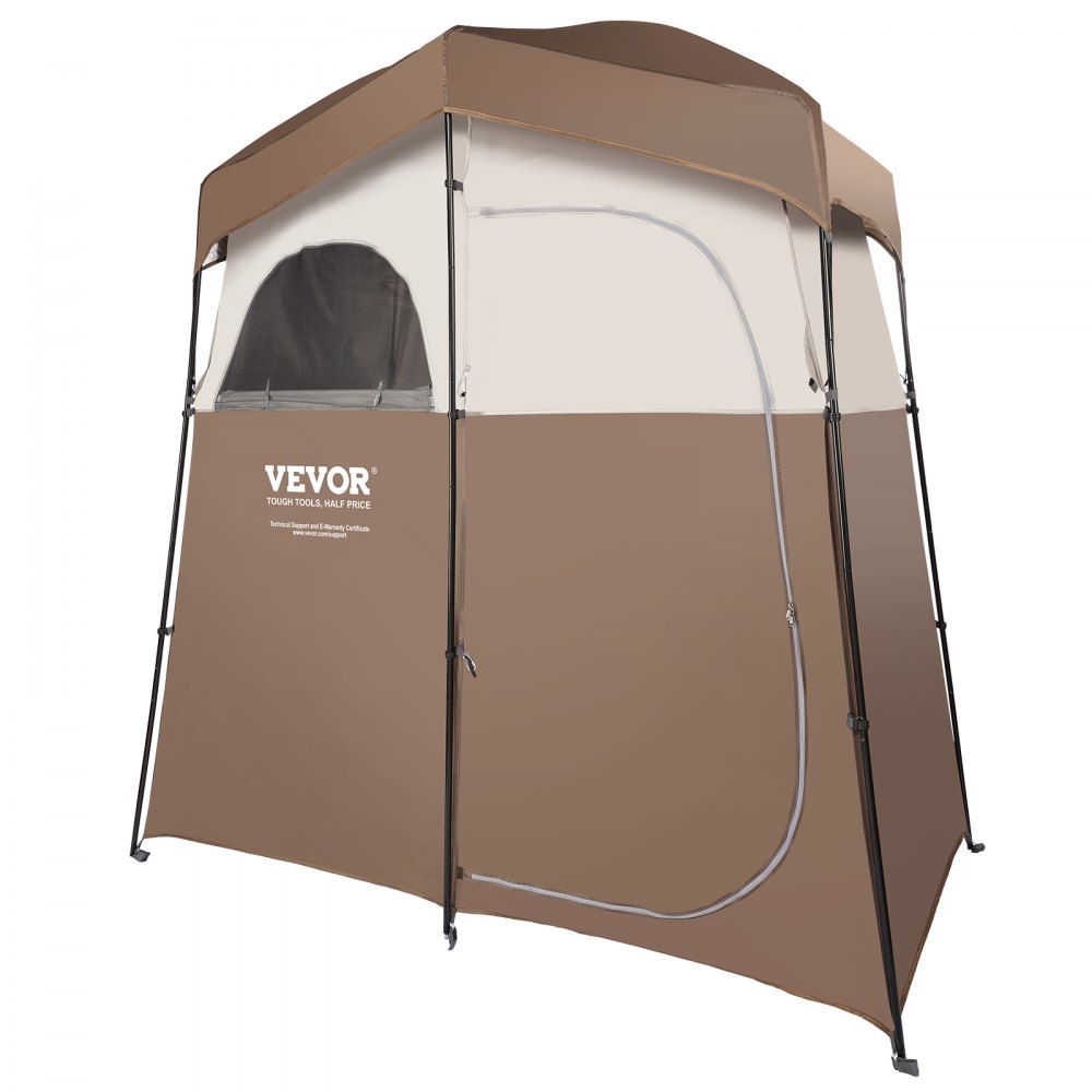 VEVOR Camping zuhanysátor, 83" x 42" x 83" 2 szoba túlméretes kültéri hordozható menedék, privát sátor levehető tetővel, zsebek, akasztókötél és ruhakötél, öltözéshez, öltözéshez, WC, fürdőszoba